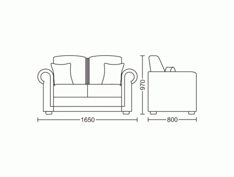 Чертеж на двуместен диван - 5035